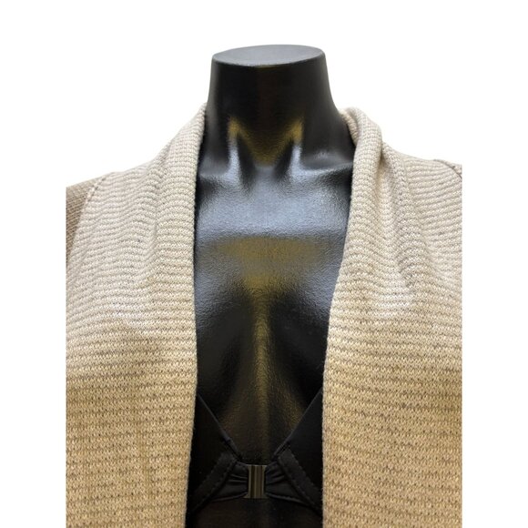 St John Sequined Accent Cardigan Tan With Black & Cream Trim L - Picture 5 of 8